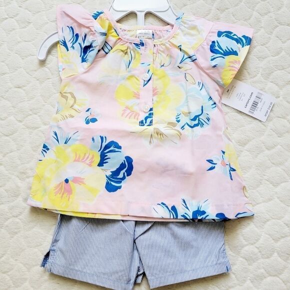Carter's baby girl outfit 3M floral striped New - Picture 1 of 5